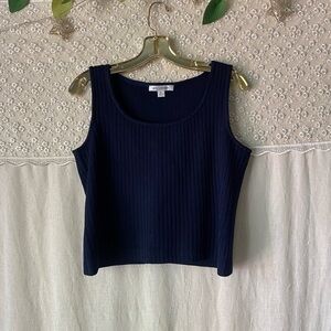 St. John navy tank top ribbed casual blue designer basics